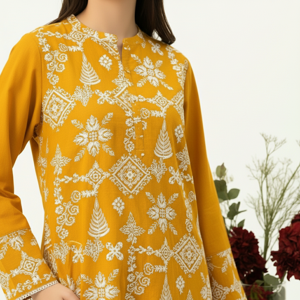 Limelight 2PC Casual Winter Collection – Embroidered Dhank Suit for Women