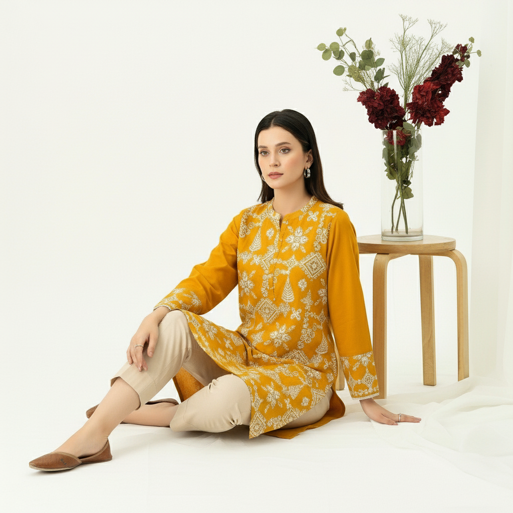Limelight 2PC Casual Winter Collection – Embroidered Dhank Suit for Women