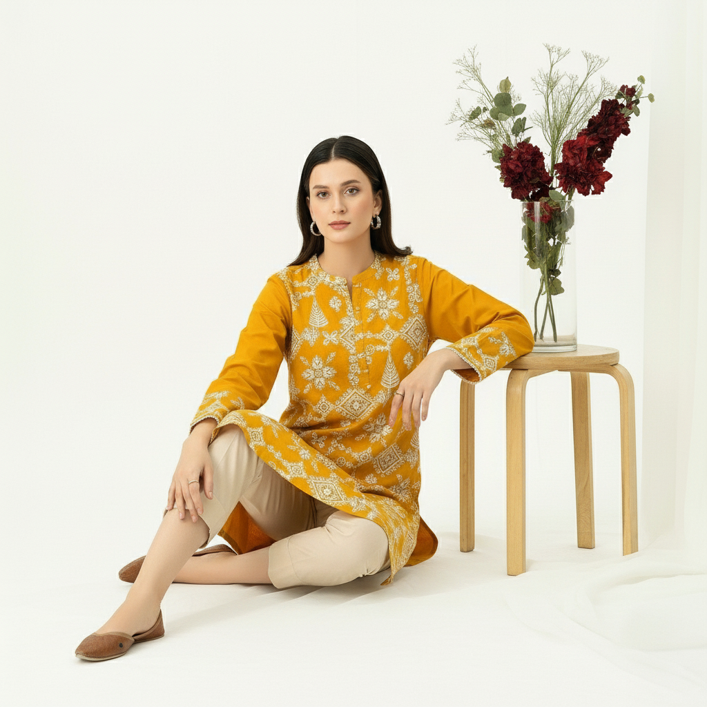 Limelight 2PC Casual Winter Collection – Embroidered Dhank Suit for Women