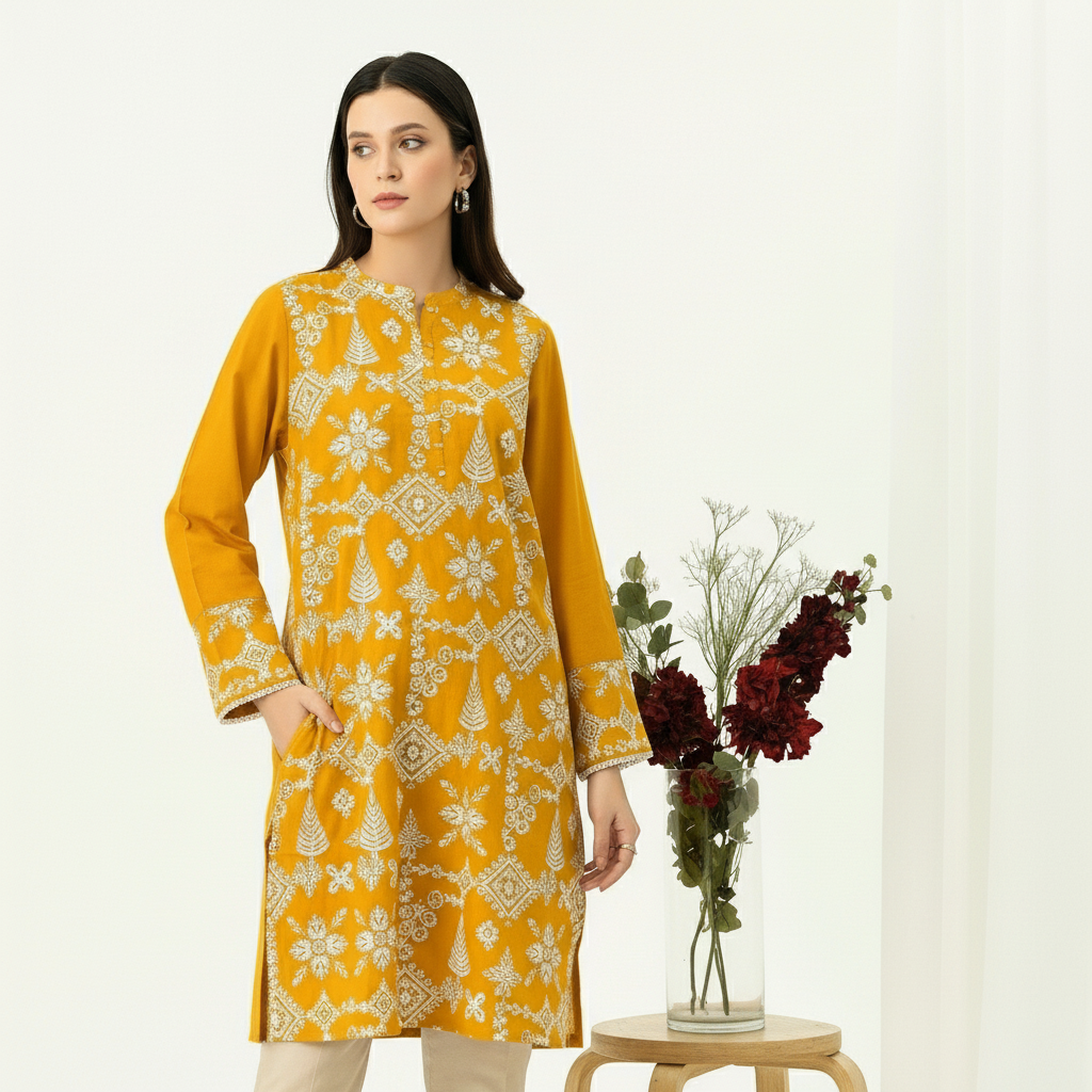 Limelight 2PC Casual Winter Collection – Embroidered Dhank Suit for Women