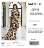 Sapphire Style Digital Printed Khaddar 3 Piece – Unstitched Winter Suit D-6557