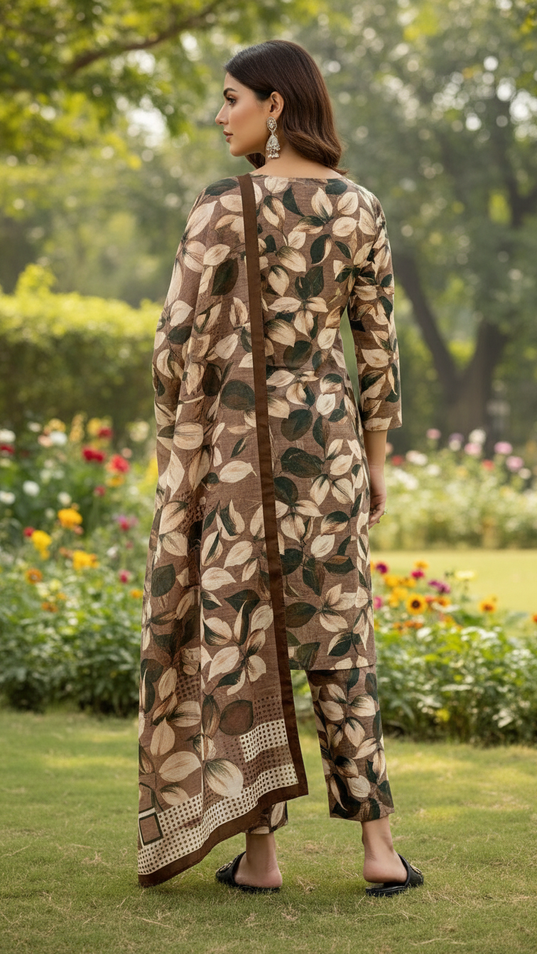 Sapphire Style Digital Printed Khaddar 3 Piece – Unstitched Winter Suit D-6557