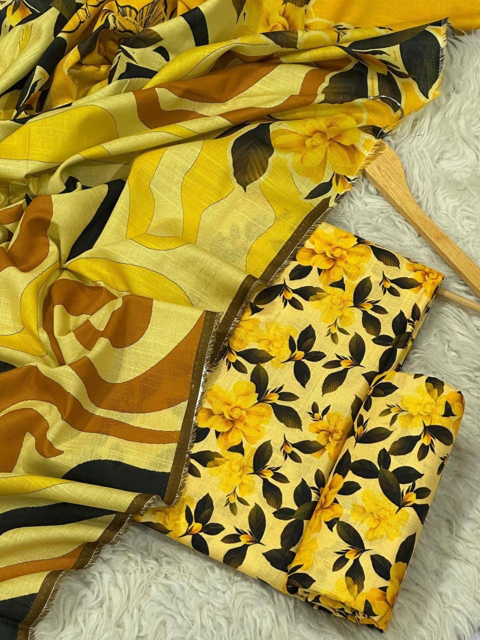 Sapphire Style Digital Printed Khaddar 3 Piece – Unstitched Winter Suit (D-6559)