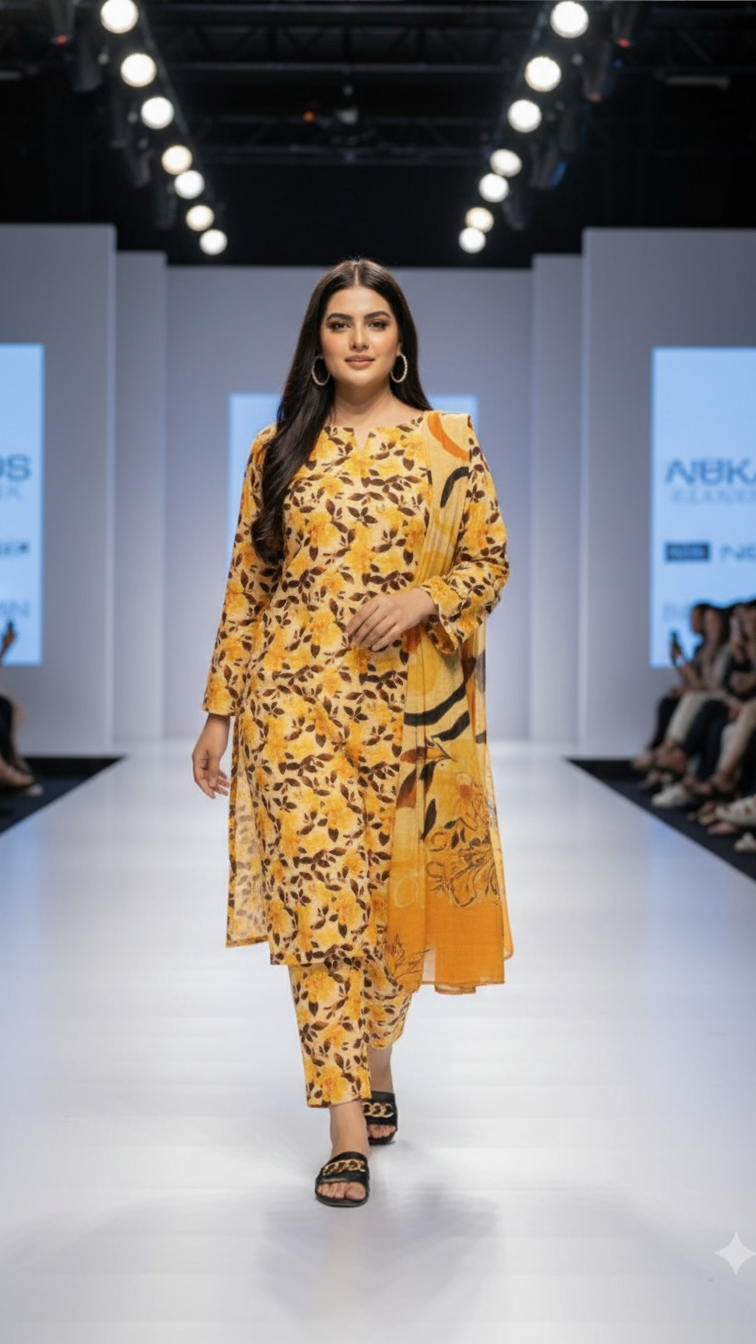 Sapphire Style Digital Printed Khaddar 3 Piece – Unstitched Winter Suit (D-6559)