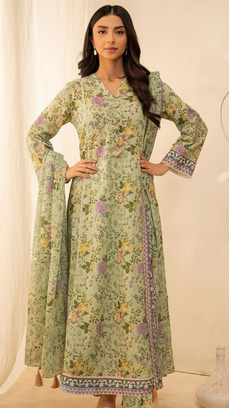 Premium Khaddar 3 Piece Suit Unstitched - Ladies Winter Collection 2025 (D-6490)
