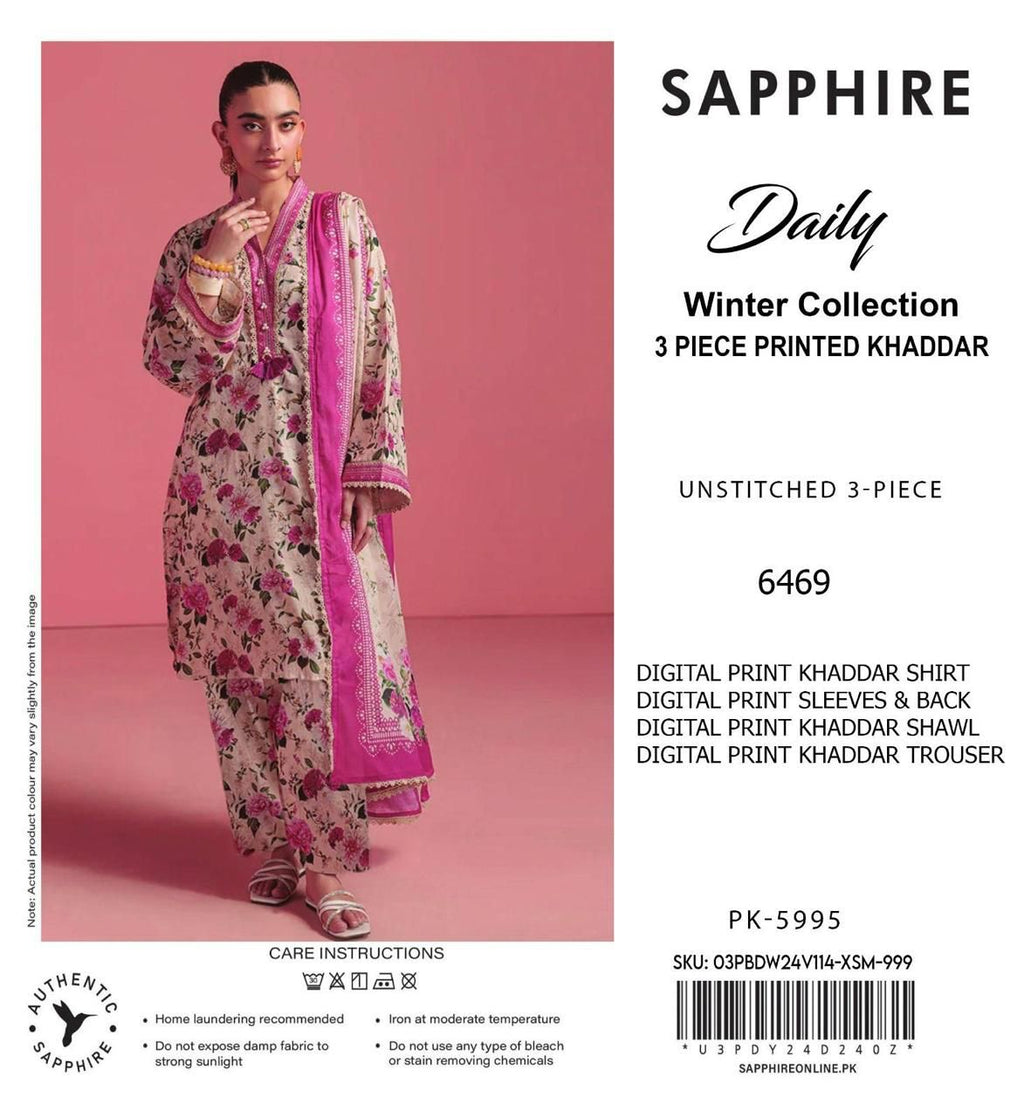 Premium Khaddar 3 Piece Suit Unstitched - Ladies Winter Collection 2025 (D-6469)