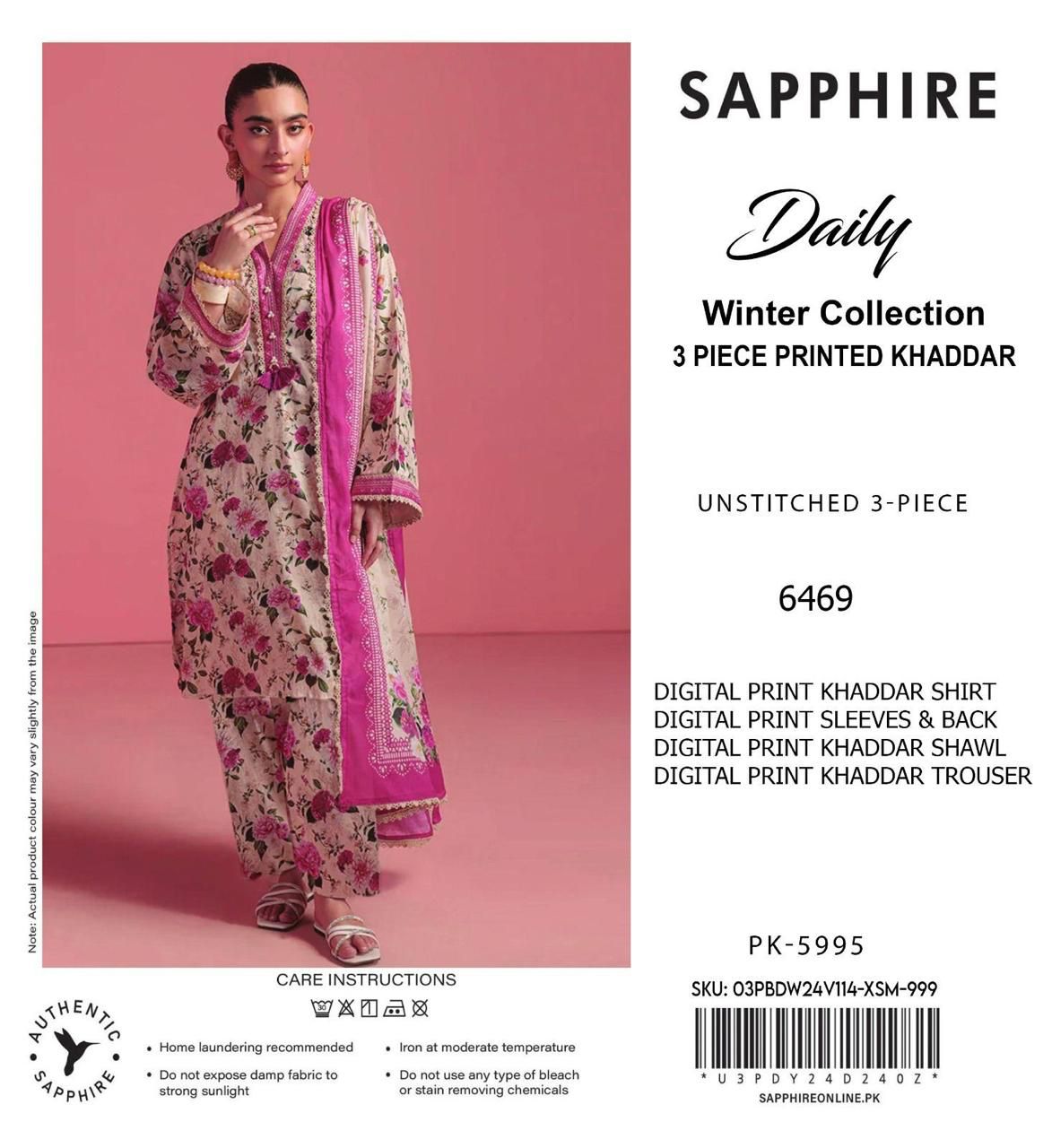 Premium Khaddar 3 Piece Suit Unstitched - Ladies Winter Collection 2025 (D-6469)