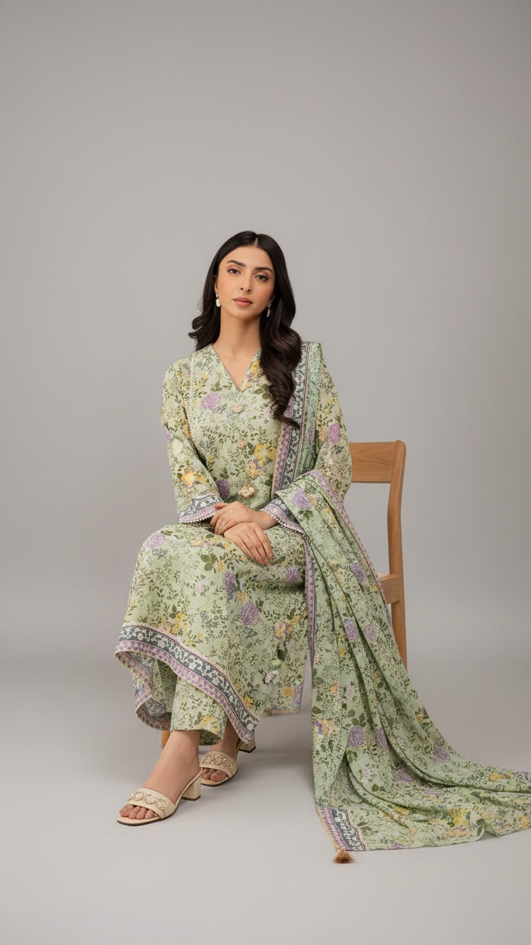 Premium Khaddar 3 Piece Suit Unstitched - Ladies Winter Collection 2025 (D-6490)
