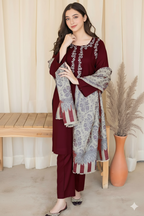 Aysling LU-3001 Winter Collection | Premium Unstitched Dhanak 3-Piece Suit with Wool Shawl