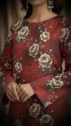 Sapphire Style Digital Printed Khaddar 3 Piece – Unstitched Winter Suit (D-6555)