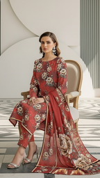 Sapphire Style Digital Printed Khaddar 3 Piece – Unstitched Winter Suit (D-6555)