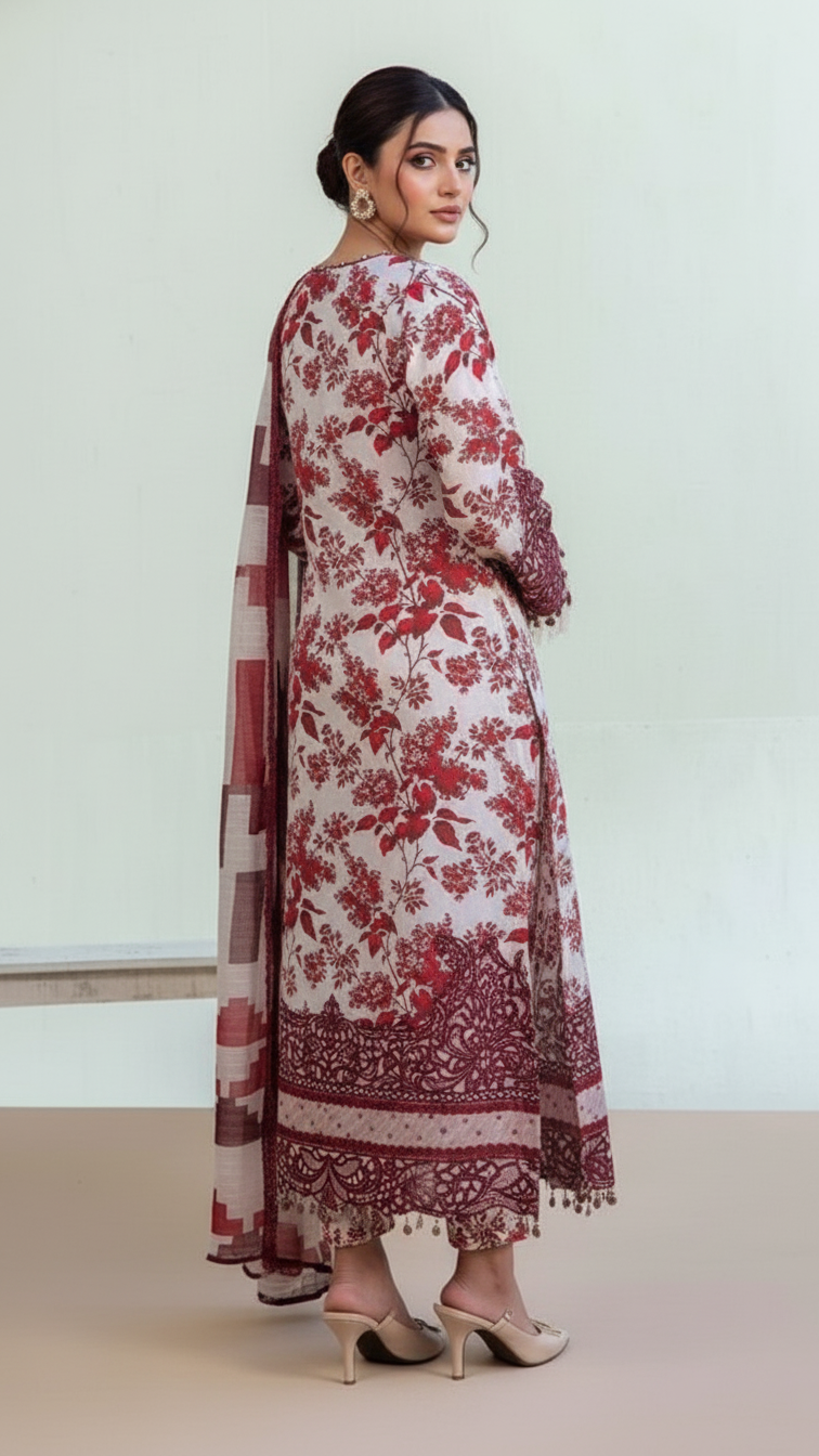 Premium Khaddar 3 Piece Suit Unstitched - Ladies Winter Collection 2025 (D-6464)