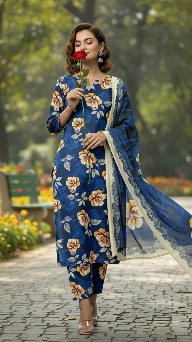 Sapphire Style Digital Printed Khaddar 3 Piece – Unstitched Winter Suit (D-6558)