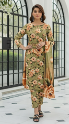 Sapphire Style Digital Printed Khaddar 3 Piece – Unstitched Winter Suit (D-6553)