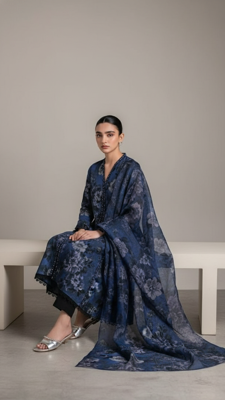 Premium Khaddar 3 Piece Suit Unstitched - Ladies Winter Collection 2025 (D-6468)