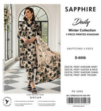 Sapphire Style Digital Printed Khaddar 3 Piece – Unstitched Winter Suit (D-6556)
