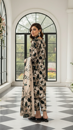Sapphire Style Digital Printed Khaddar 3 Piece – Unstitched Winter Suit (D-6556)