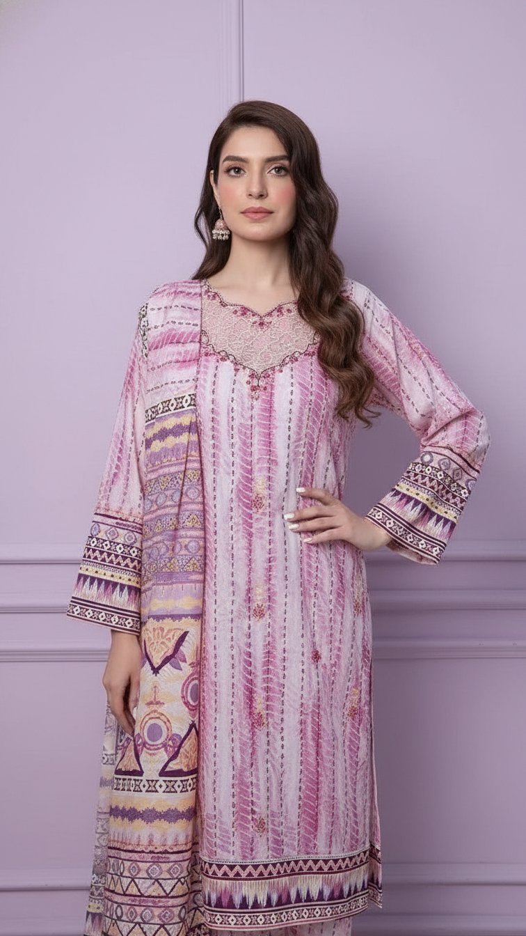 Premium Khaddar 3 Piece Suit Unstitched - Ladies Winter Collection 2025 D-6461