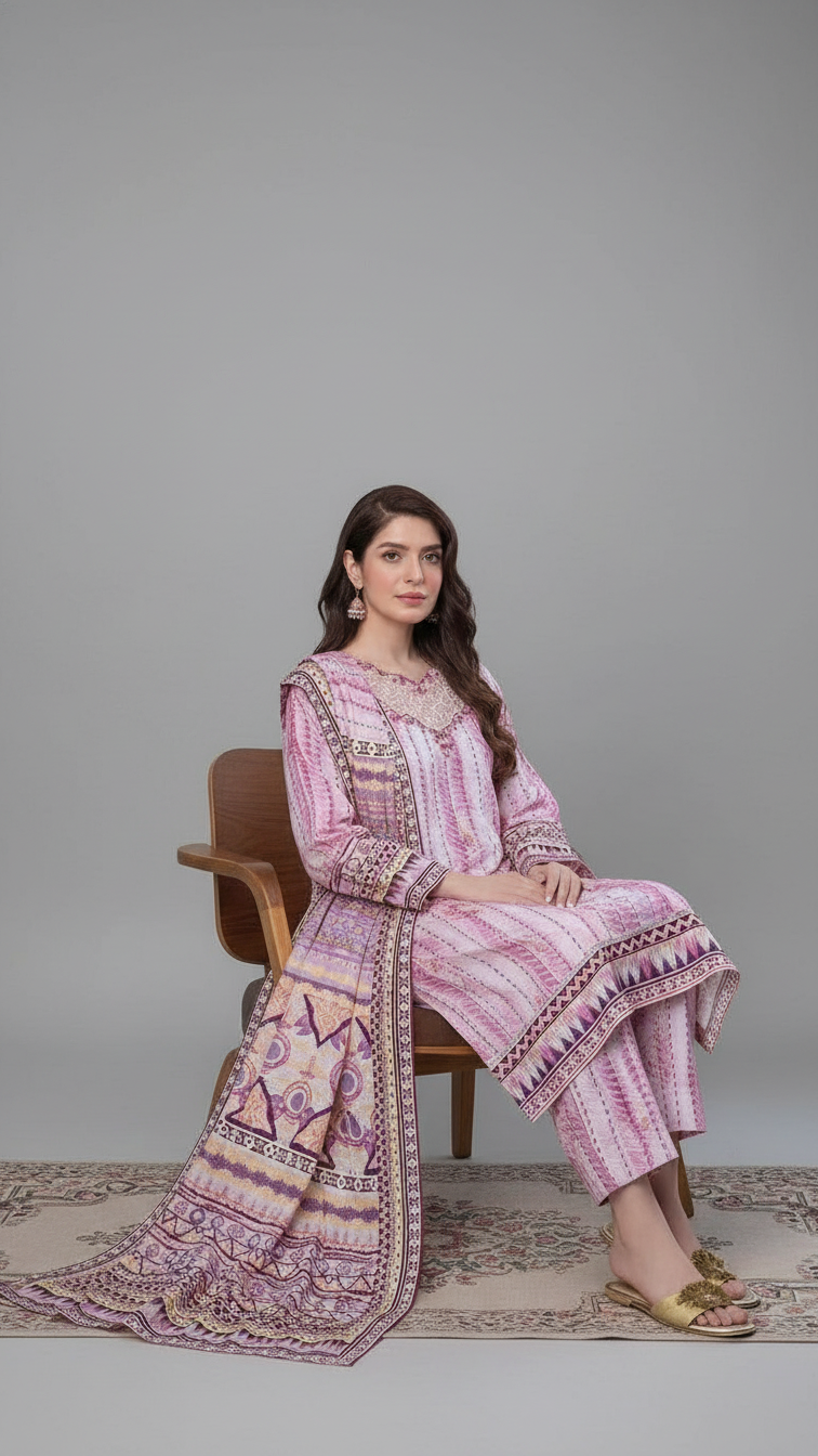 Premium Khaddar 3 Piece Suit Unstitched - Ladies Winter Collection 2025 D-6461