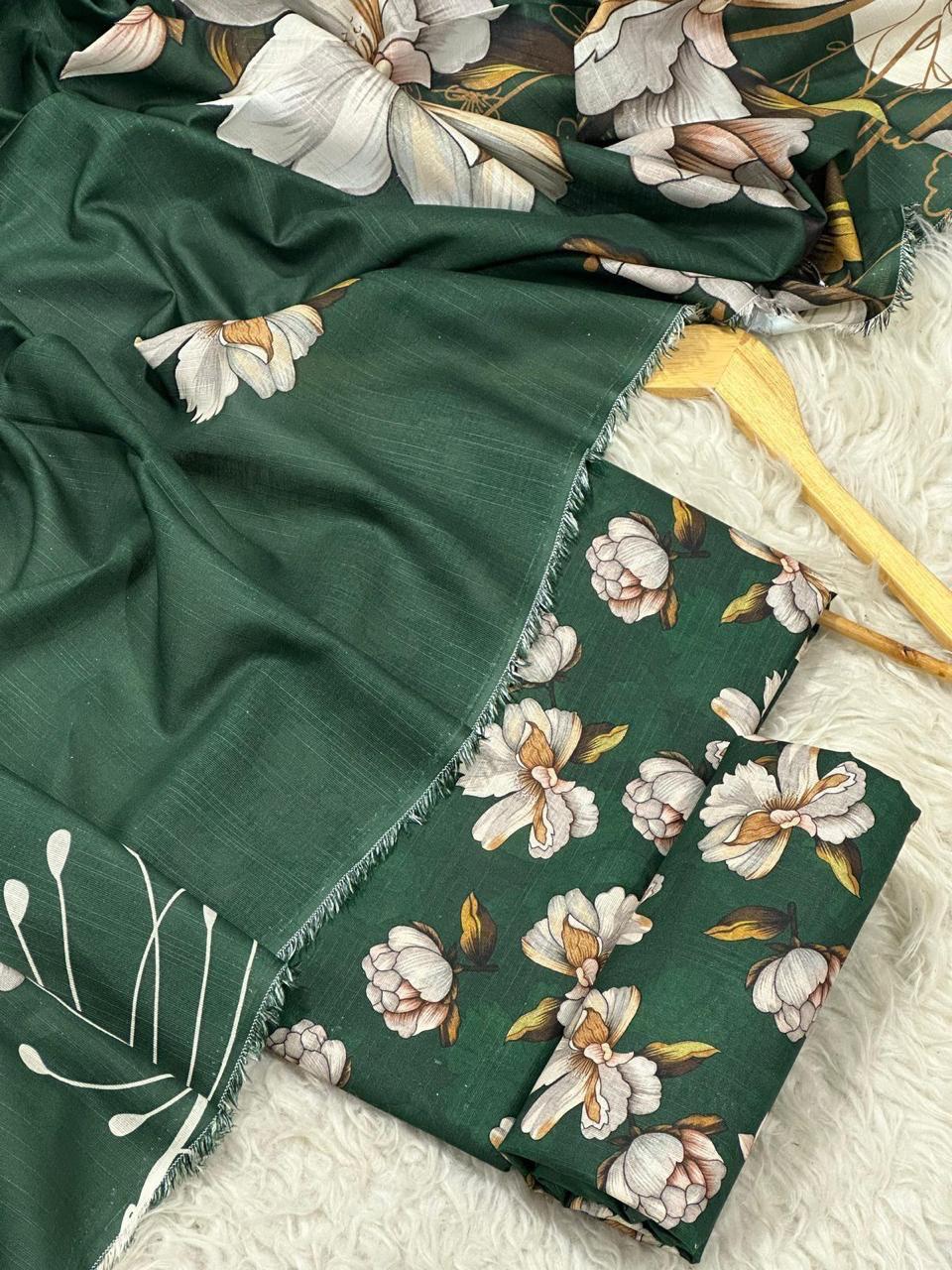 Sapphire Style Digital Printed Khaddar 3 Piece – Unstitched Winter Suit (D-6554)