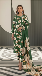 Sapphire Style Digital Printed Khaddar 3 Piece – Unstitched Winter Suit (D-6554)