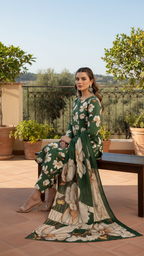 Sapphire Style Digital Printed Khaddar 3 Piece – Unstitched Winter Suit (D-6554)