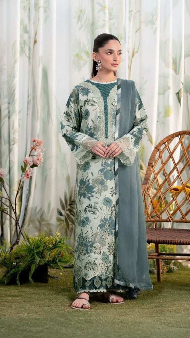 Premium Khaddar 3 Piece Suit Unstitched - Ladies Winter Collection 2025 (D-6462)