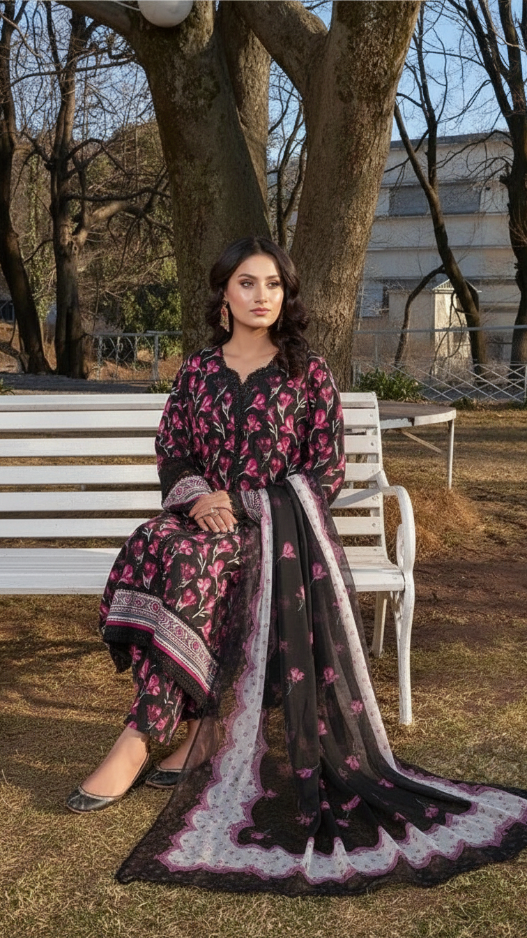 Premium Khaddar 3 Piece Suit Unstitched - Ladies Winter Collection 2025 (D-6463)