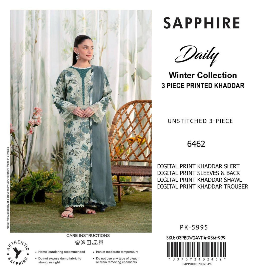 Premium Khaddar 3 Piece Suit Unstitched - Ladies Winter Collection 2025 (D-6462)