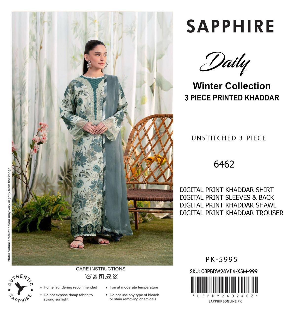 Premium Khaddar 3 Piece Suit Unstitched - Ladies Winter Collection 2025 (D-6462)