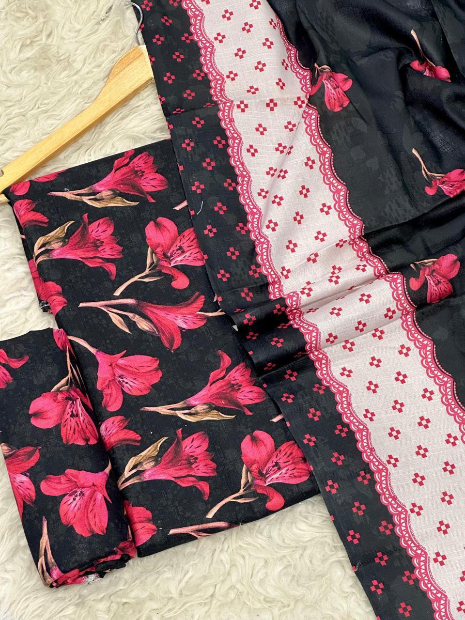 Premium Khaddar 3 Piece Suit Unstitched - Ladies Winter Collection 2025 (D-6463)