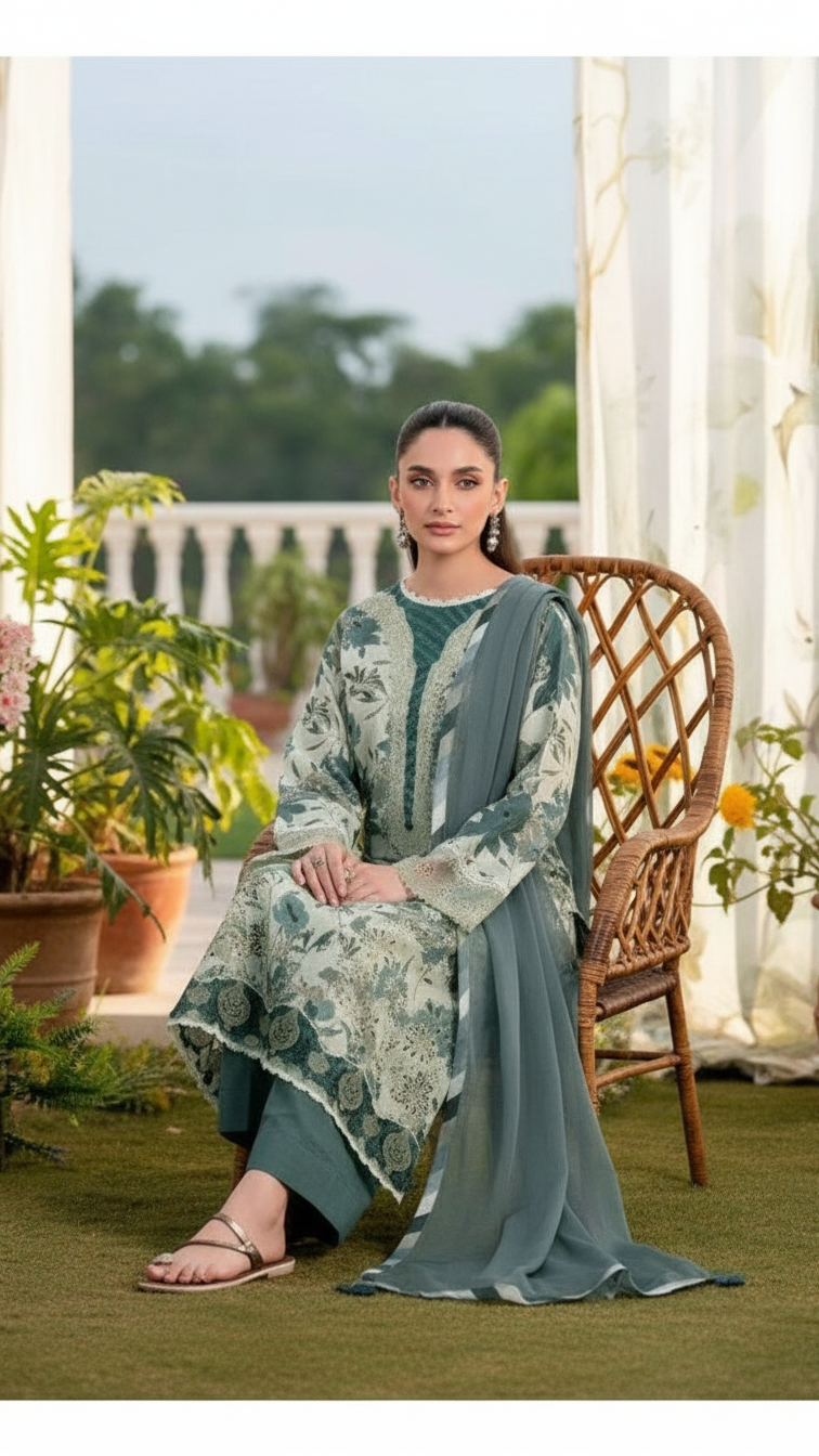 Premium Khaddar 3 Piece Suit Unstitched - Ladies Winter Collection 2025 (D-6462)