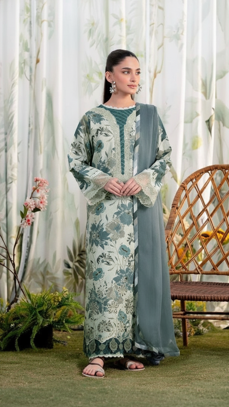 Premium Khaddar 3 Piece Suit Unstitched - Ladies Winter Collection 2025 (D-6462)