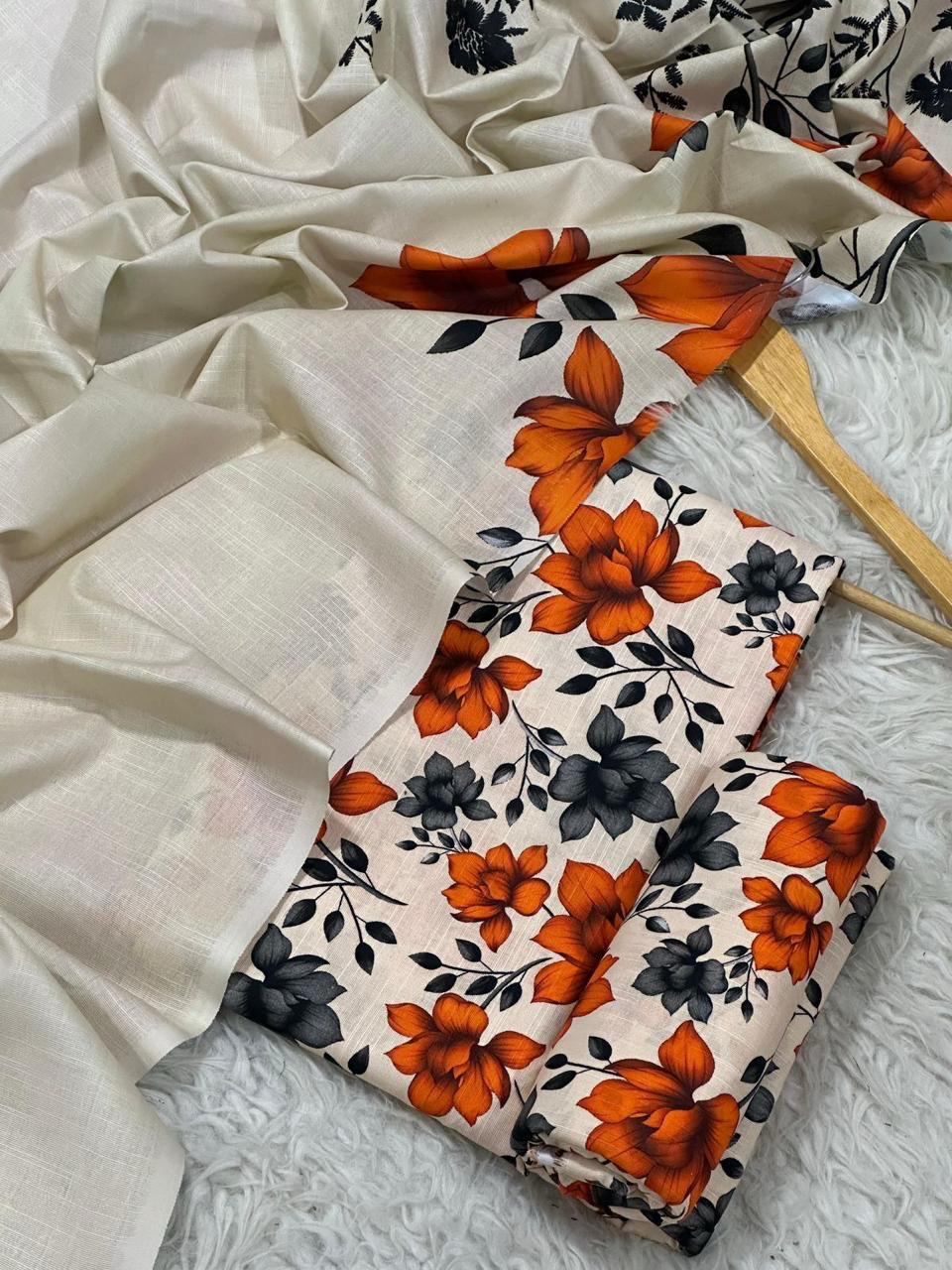 Sapphire Style Digital Printed Khaddar 3 Piece – Unstitched Winter Suit (D-6560)