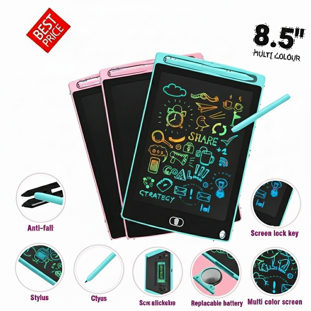 LCD Writing Tablet for Kids – Digital Drawing Pad with Erasable Screen (Random Color)