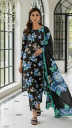 Sapphire Style Digital Printed Khaddar 3 Piece – Unstitched Winter Suit D-6551