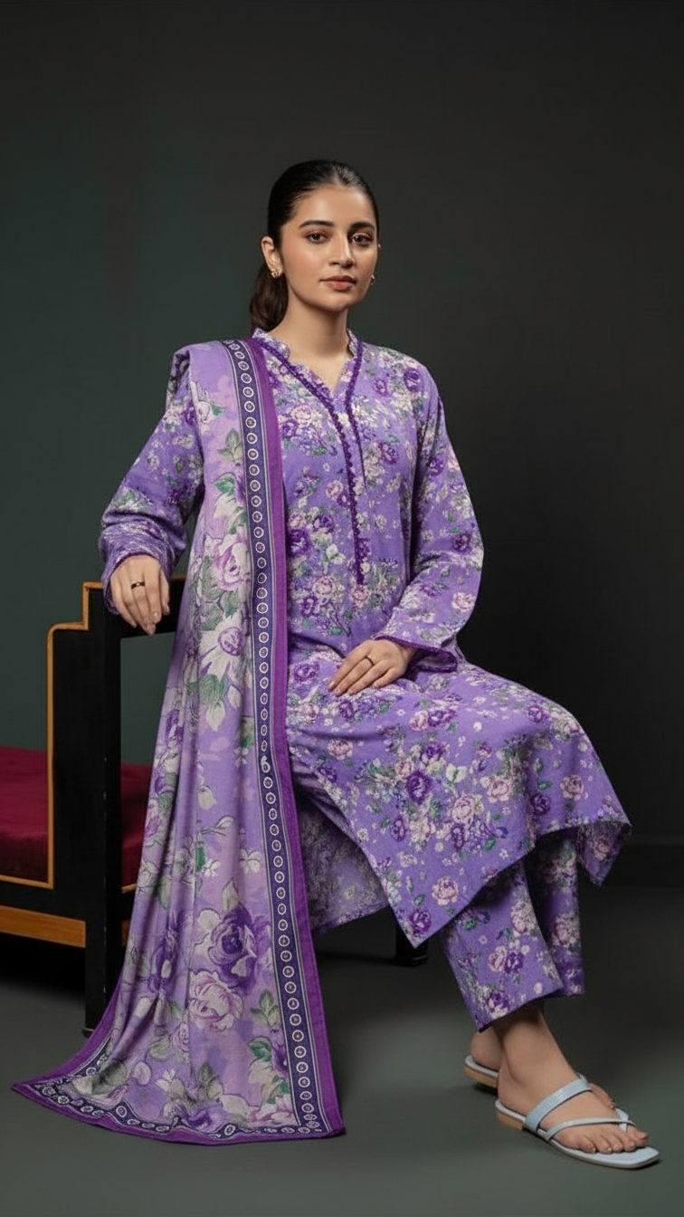 Premium Khaddar 3 Piece Suit Unstitched - Ladies Winter Collection 2025 (D-6467)