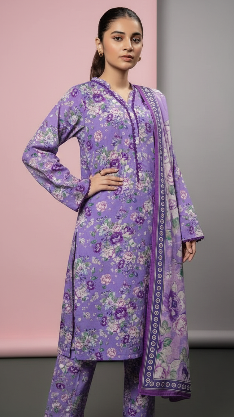 Premium Khaddar 3 Piece Suit Unstitched - Ladies Winter Collection 2025 (D-6467)