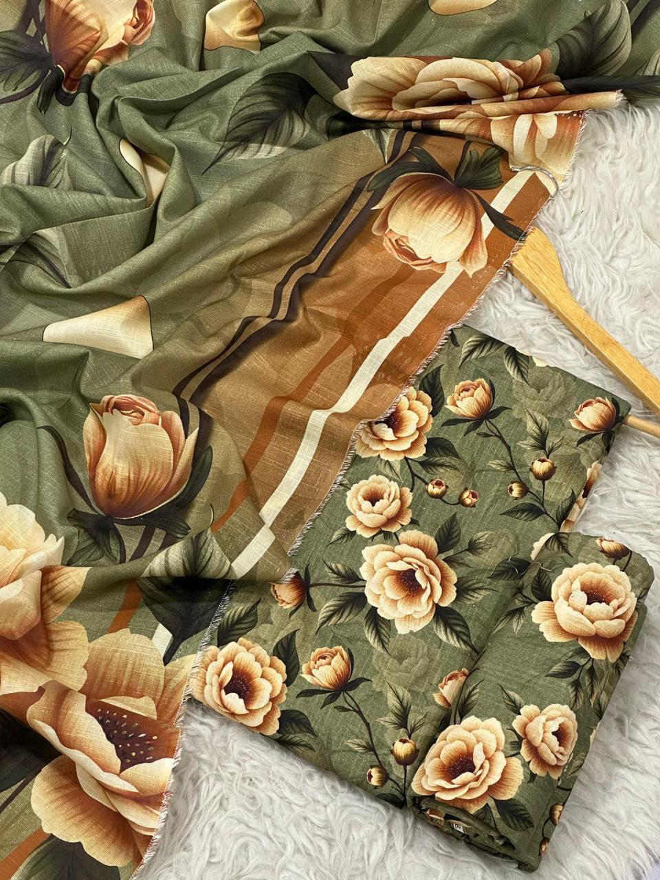 Sapphire Style Digital Printed Khaddar 3 Piece – Unstitched Winter Suit (D-6553)