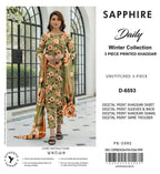 Sapphire Style Digital Printed Khaddar 3 Piece – Unstitched Winter Suit (D-6553)