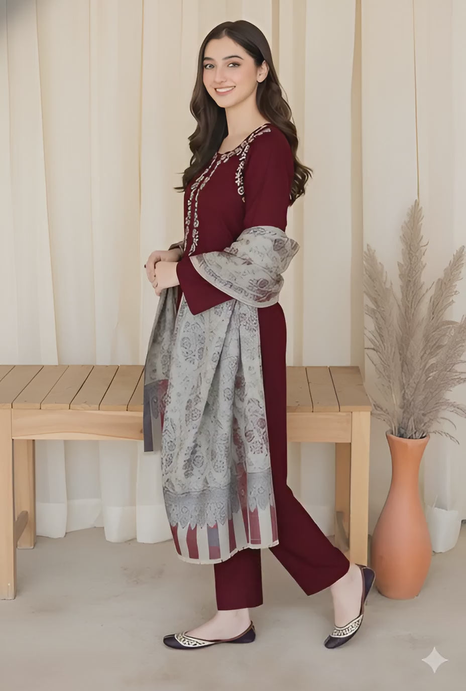 Aysling LU-3001 Winter Collection | Premium Unstitched Dhanak 3-Piece Suit with Wool Shawl